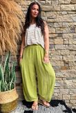 Lina Linen Blend Barrel Pant Washed Olive